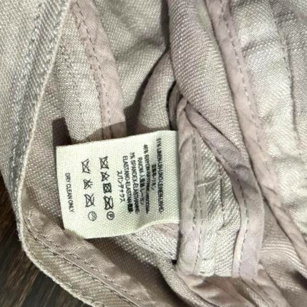 FREE PEOPLE Linen Neutral Blush Pink Cropped Moto Jacket SZ 4 - Picture 9 of 10